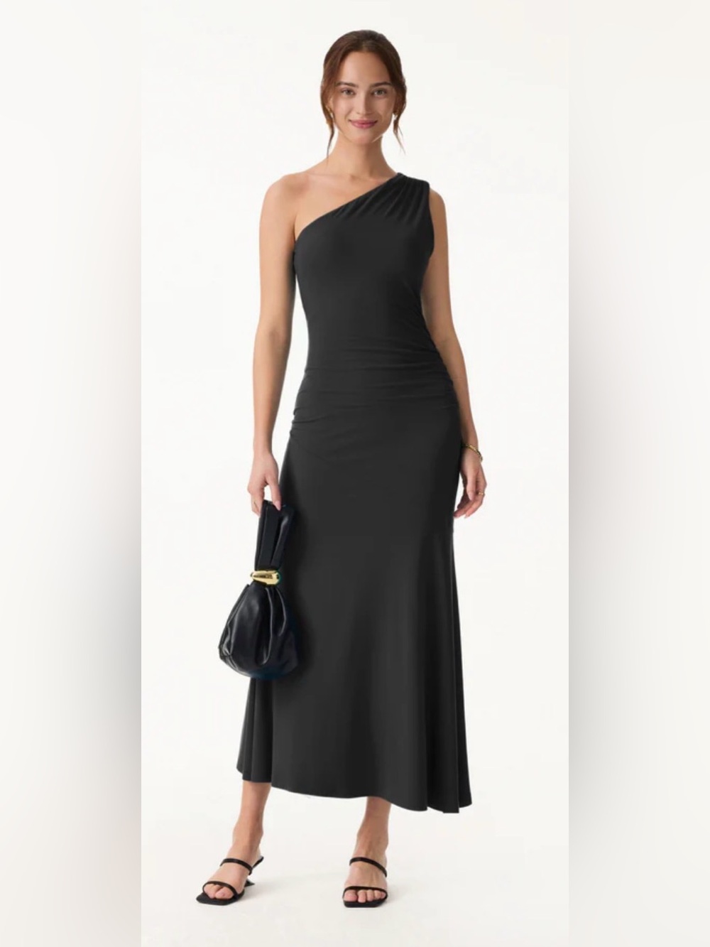 SkinKiss Ruched One Shoulder Maxi Bra Dress, size L